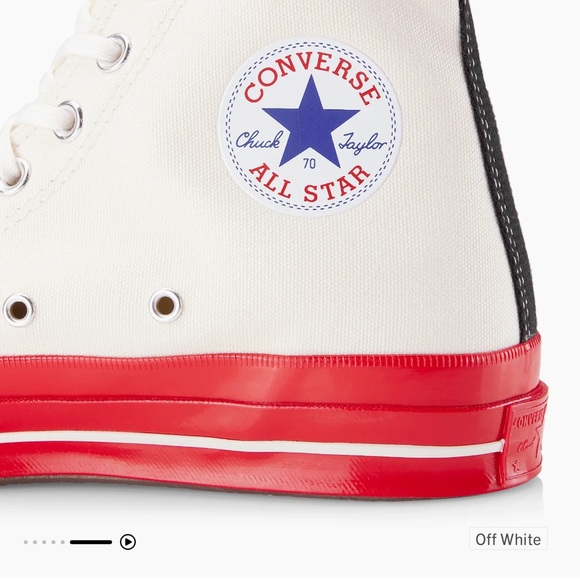 Comme des Garçons PLAY High-Top Sneakers - Cream & Red - Picture 12 of 15